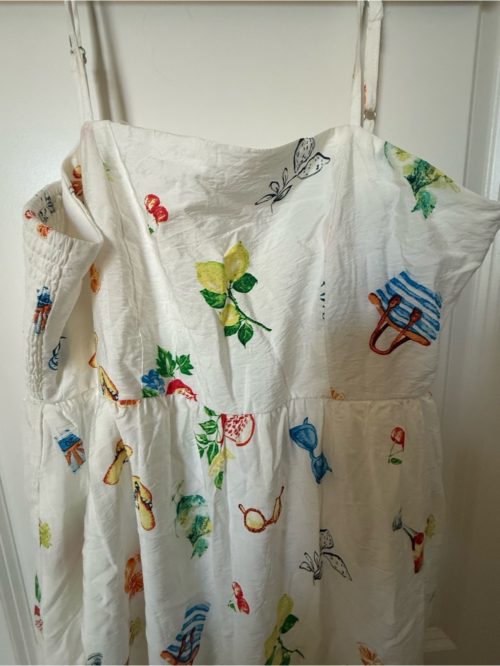 Rachel Zoe White Summer Vacation Print Maxi Dress Size 10 NWT